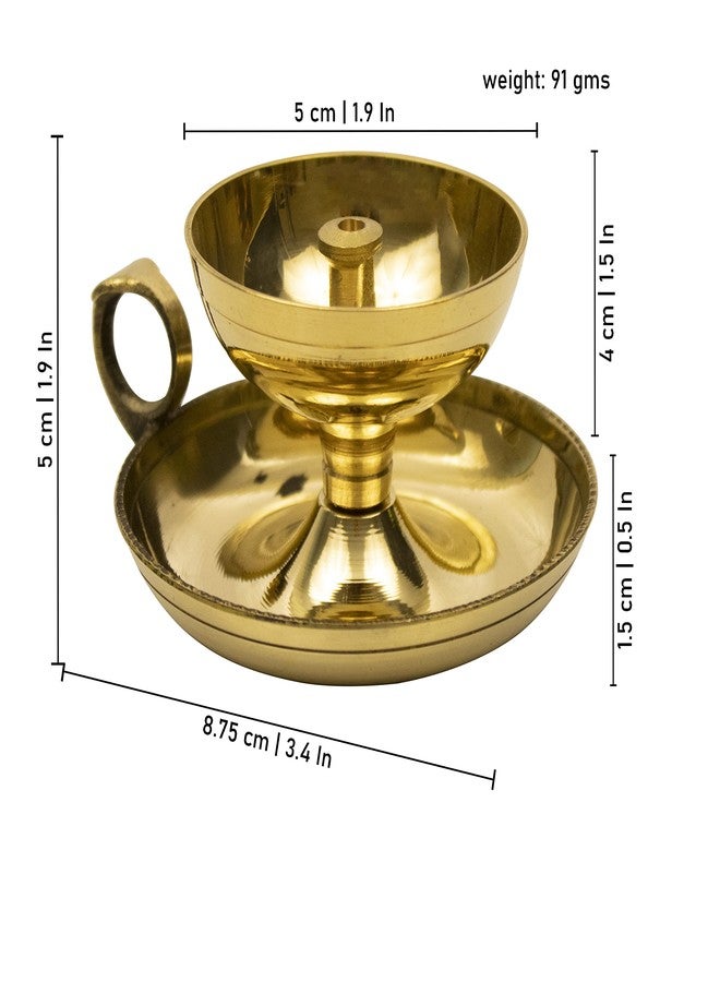 Spillbox ضياء نحاس تقليدي لبوجا | بوجا آرتي | أخاند جيوتي ديا | مصباح زيت آرتي ديباك ديبام للمنزل معبد بوجا مقالات ديكور هدايا - ناندا سامبات - Image 5